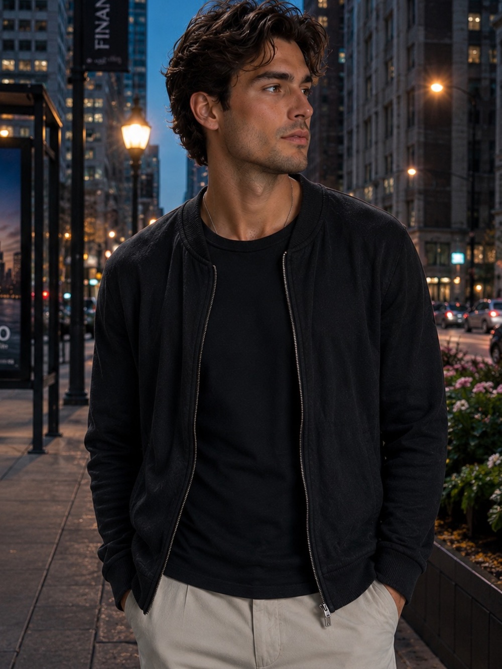 Banana Republic Black Zip-Front Bomber Jacket